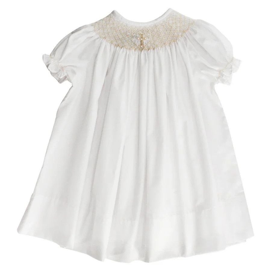 Ivory Christening Bishop Smocked Dress