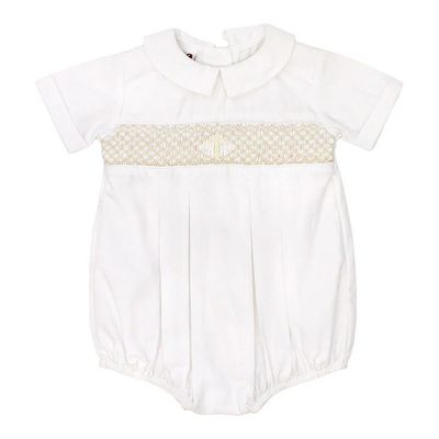 Ivory Christening Smocked Bubble