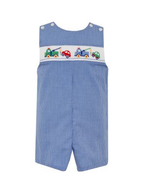 Royal Blue Gingham Tow Truck Smock Jon Jon
