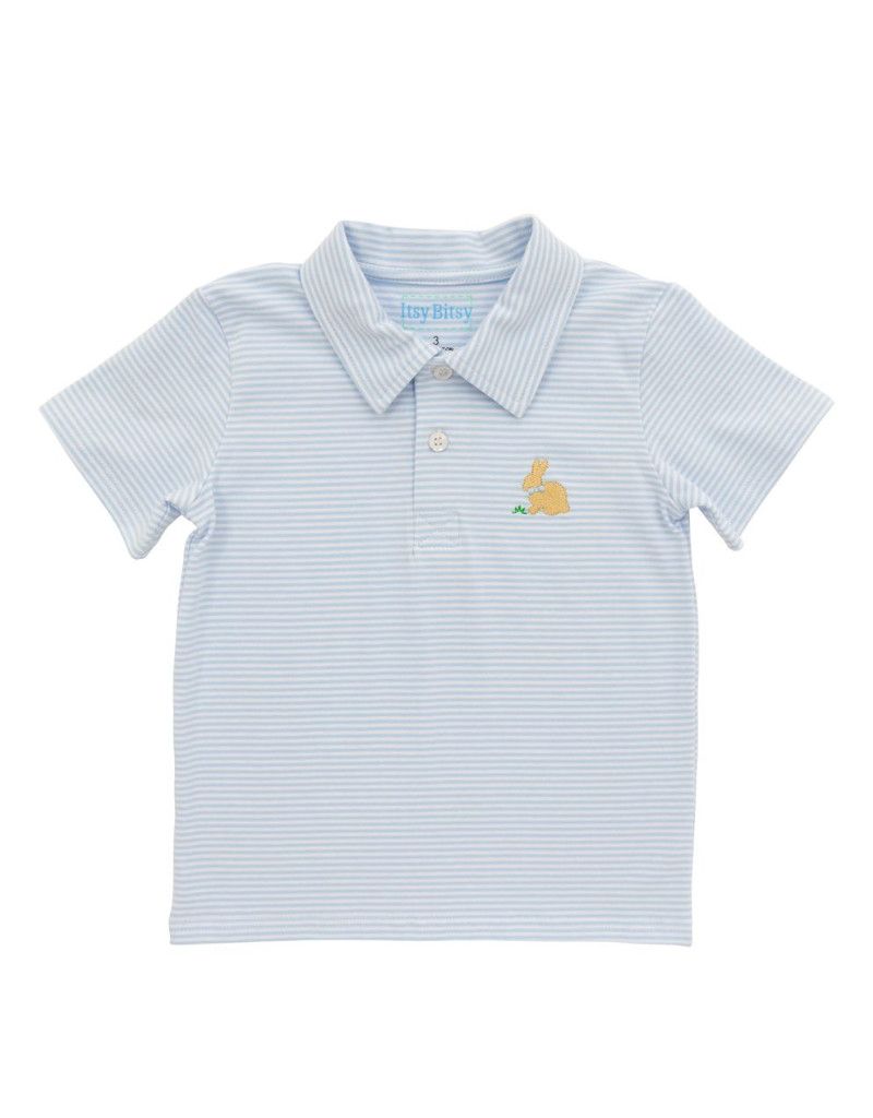 Light Blue &amp; White Stripe Bunny Polo