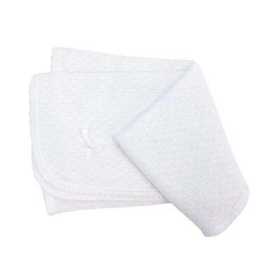 Paty White Blanket With Trim White with Bow
