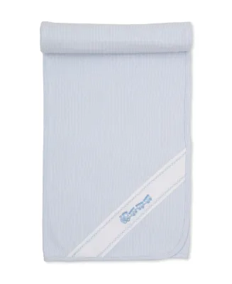 Classic Treasures Blanket Blue Stripe Train