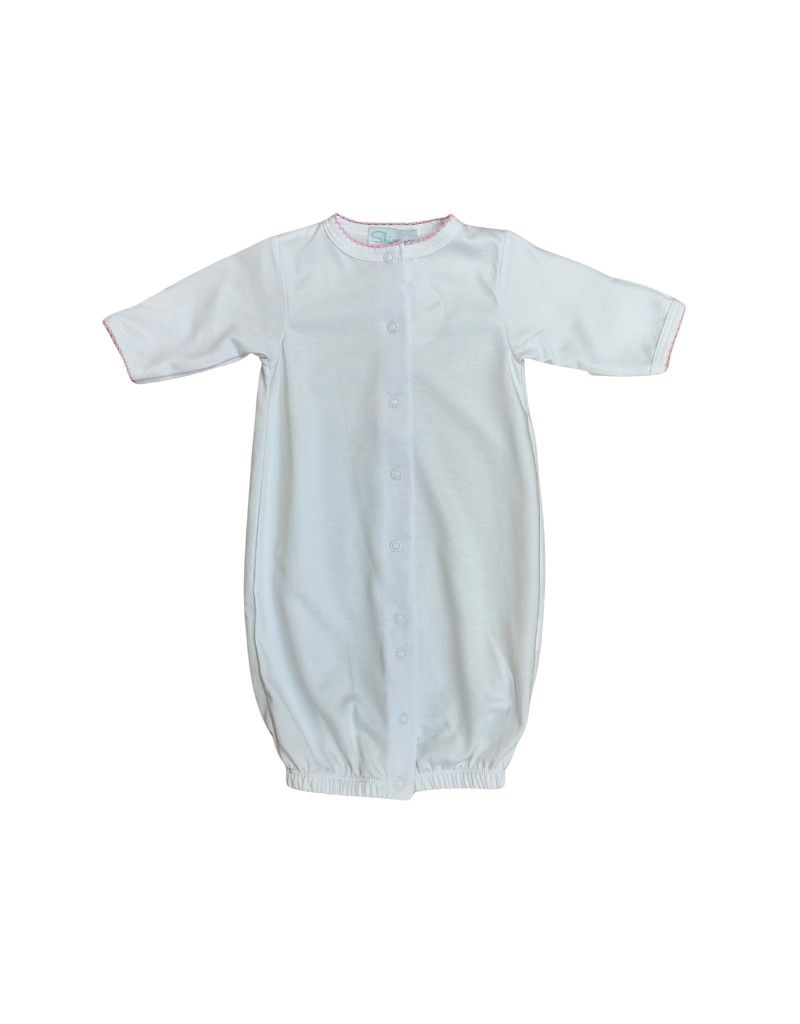 White Pima Converter Gown, Pink Trim