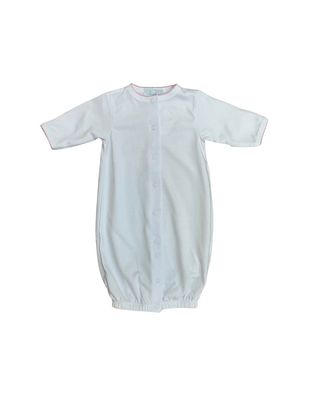 White Pima Converter Gown, Pink Trim