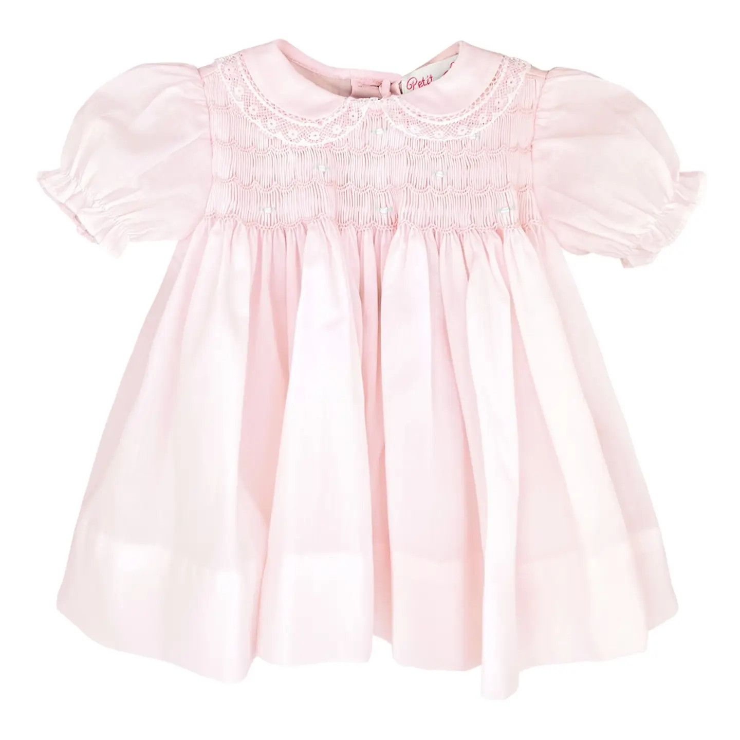 Pink Fully Smocked Dress With Lace