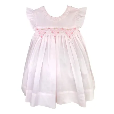 Pink Flutter Sleeve Smocked Dress 
