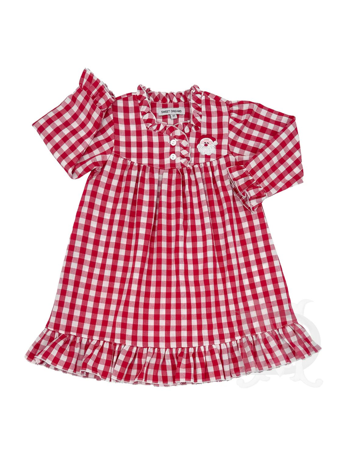 Red Gingham Santa Embroidered Gown