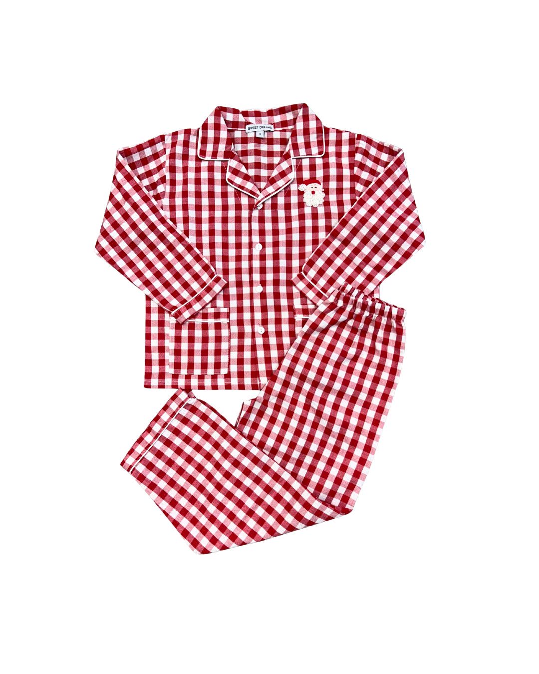 Red Gingham Santa Embroidered PJs