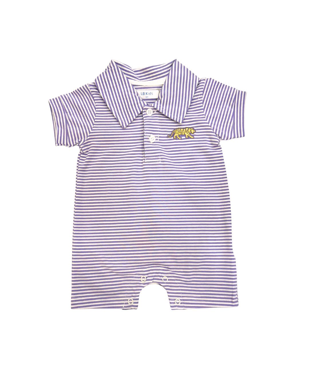 Purple Stripe Tiger Polo Romper