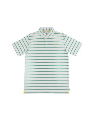 Prim and Proper Polo SS, Gibson Island Green Stripe