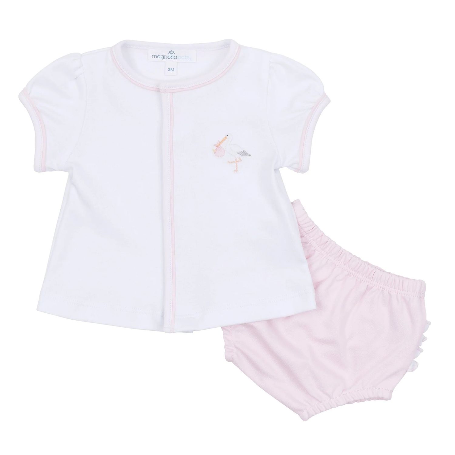 Vintage Stork Diaper Cover Set, Pink