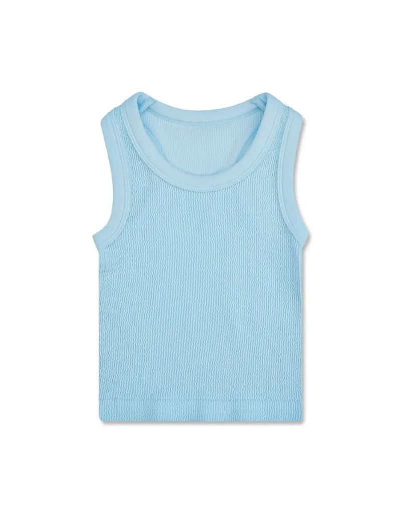 Light Blue Smocked Racerback Tank Top