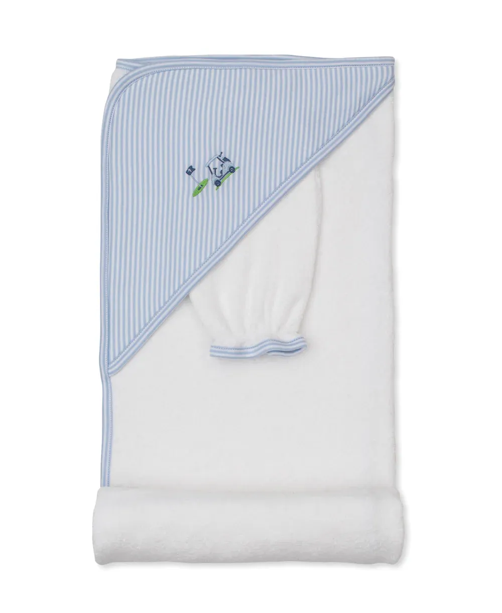 Golf Championship Hooded Towel w/ Mitt Blue