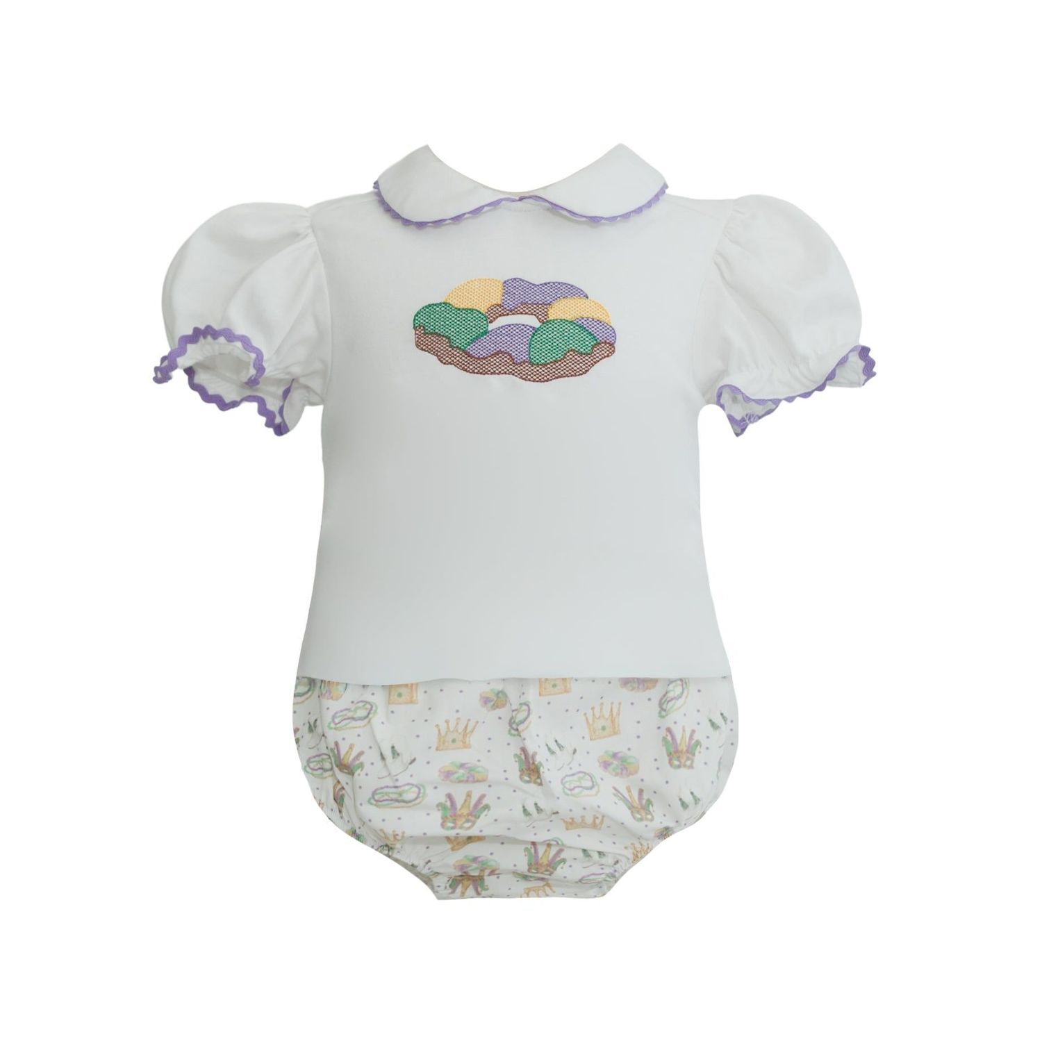 Tatum Mardi Gras Icons Print Girls Diaper Set