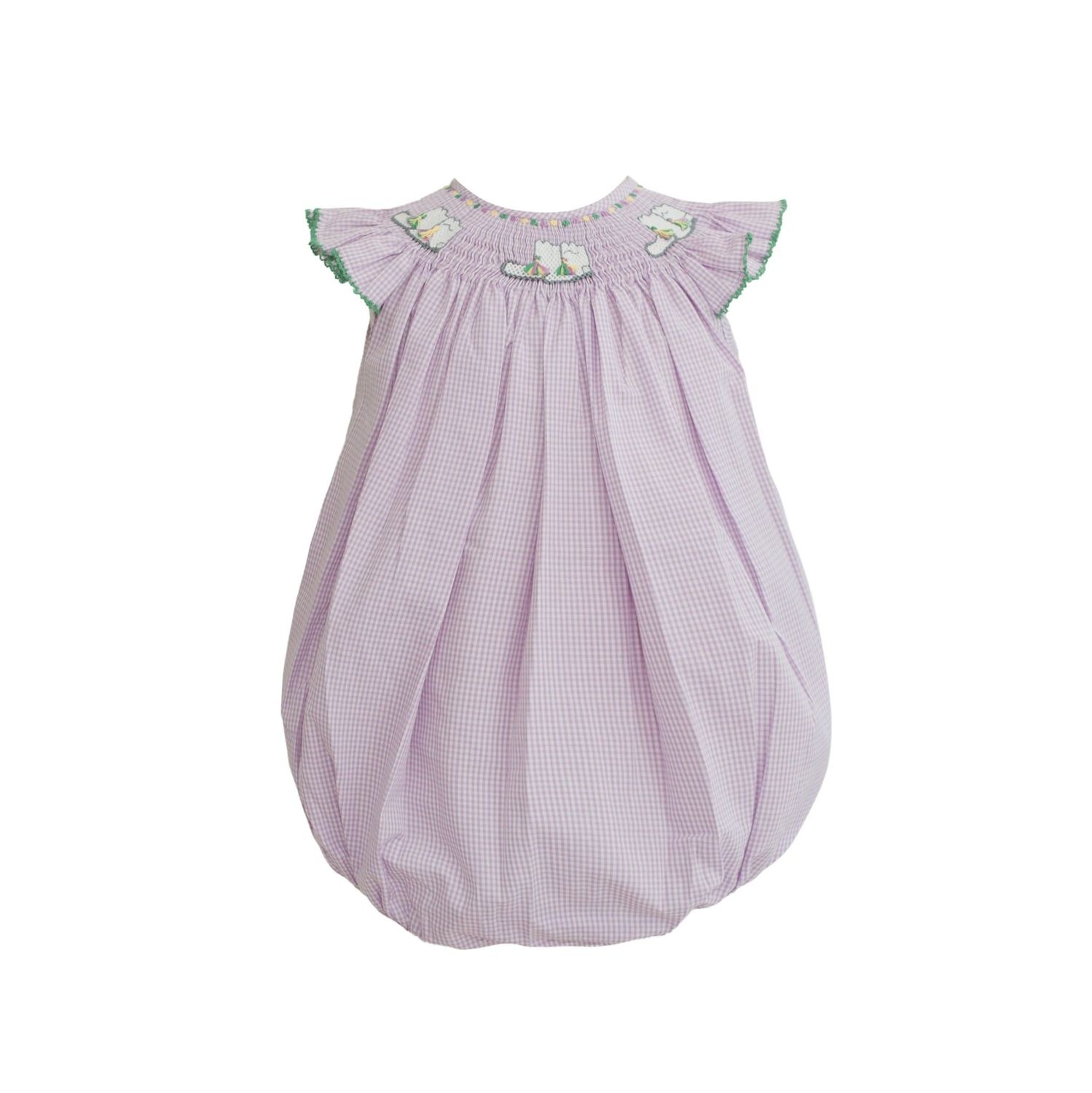 Eloise Purple Gingham Smocked Marching Boots Bubble