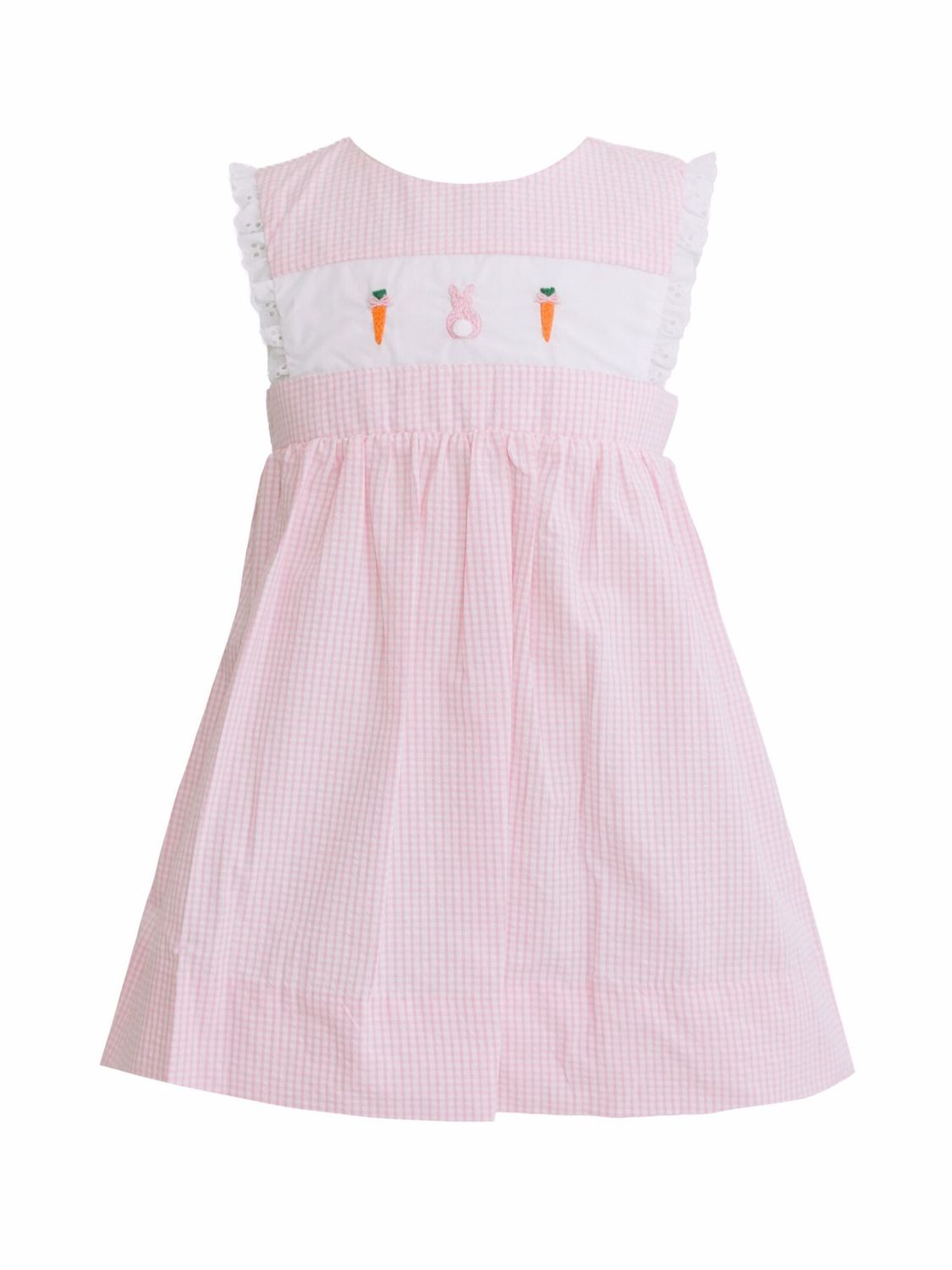 Leigh Pink French Knot Bunny and Carrots Dress