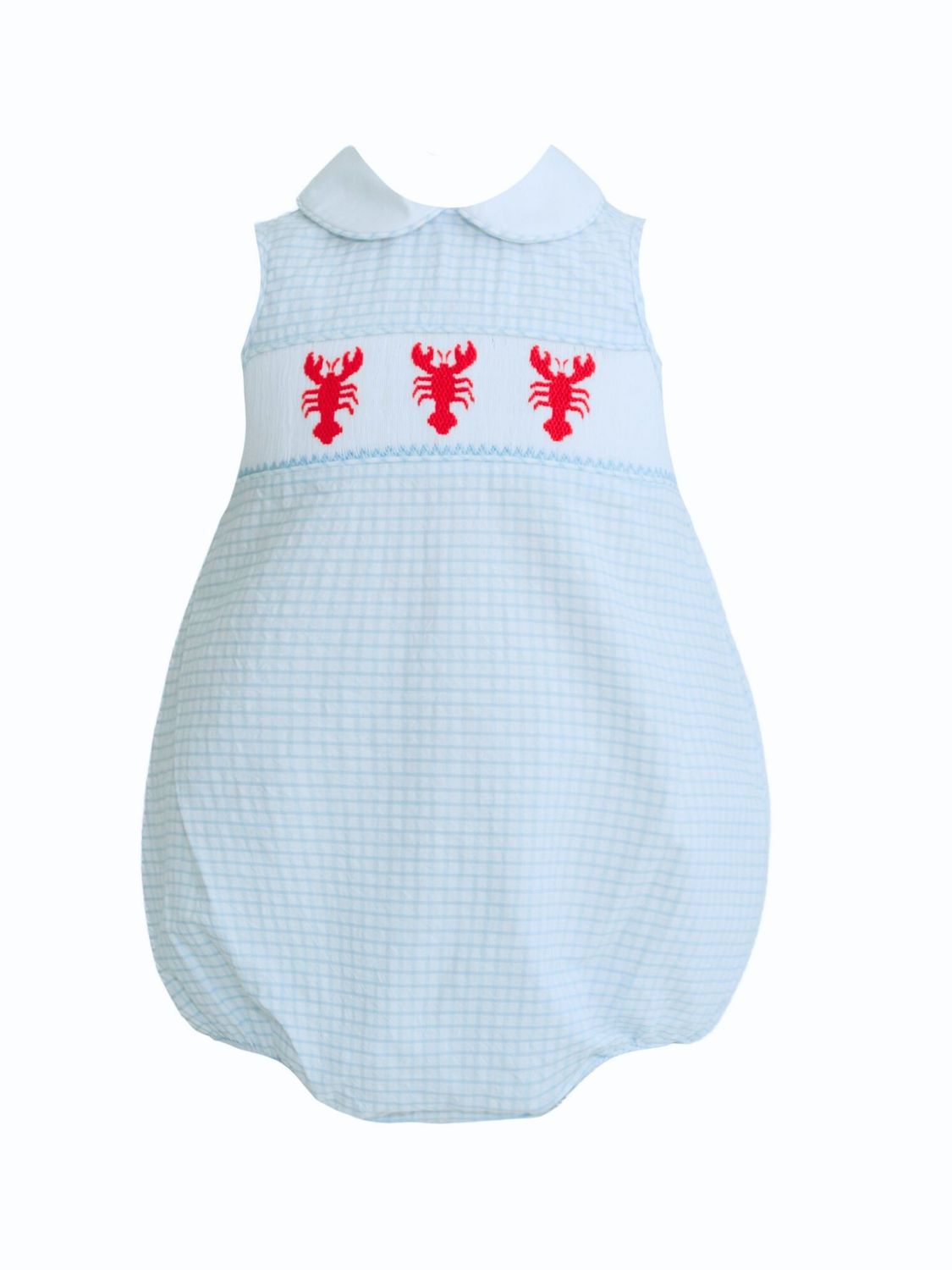 Henry Blue Seersucker Smocked Crawfish Bubble