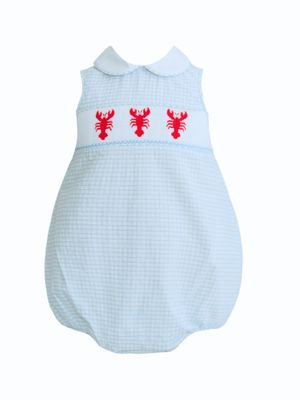 Henry Blue Seersucker Smocked Crawfish Bubble