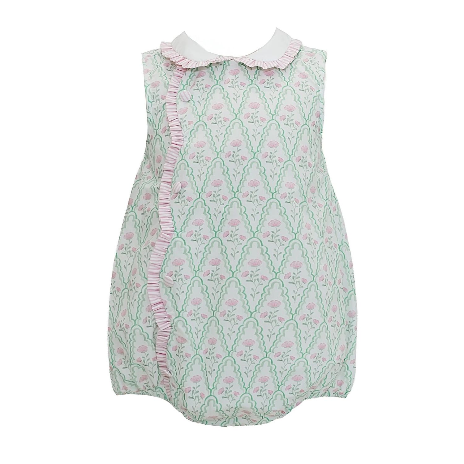 Claire Green and Pink Floral Scallop Bubble