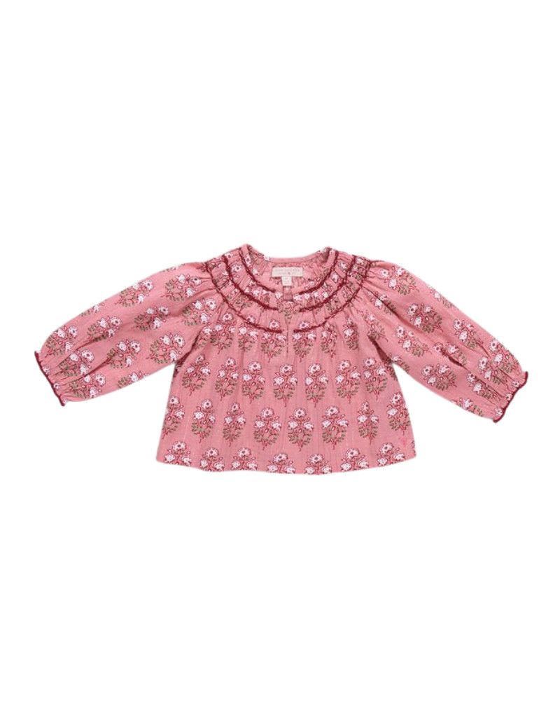 Girls Ava Top, Pink Strawflower
