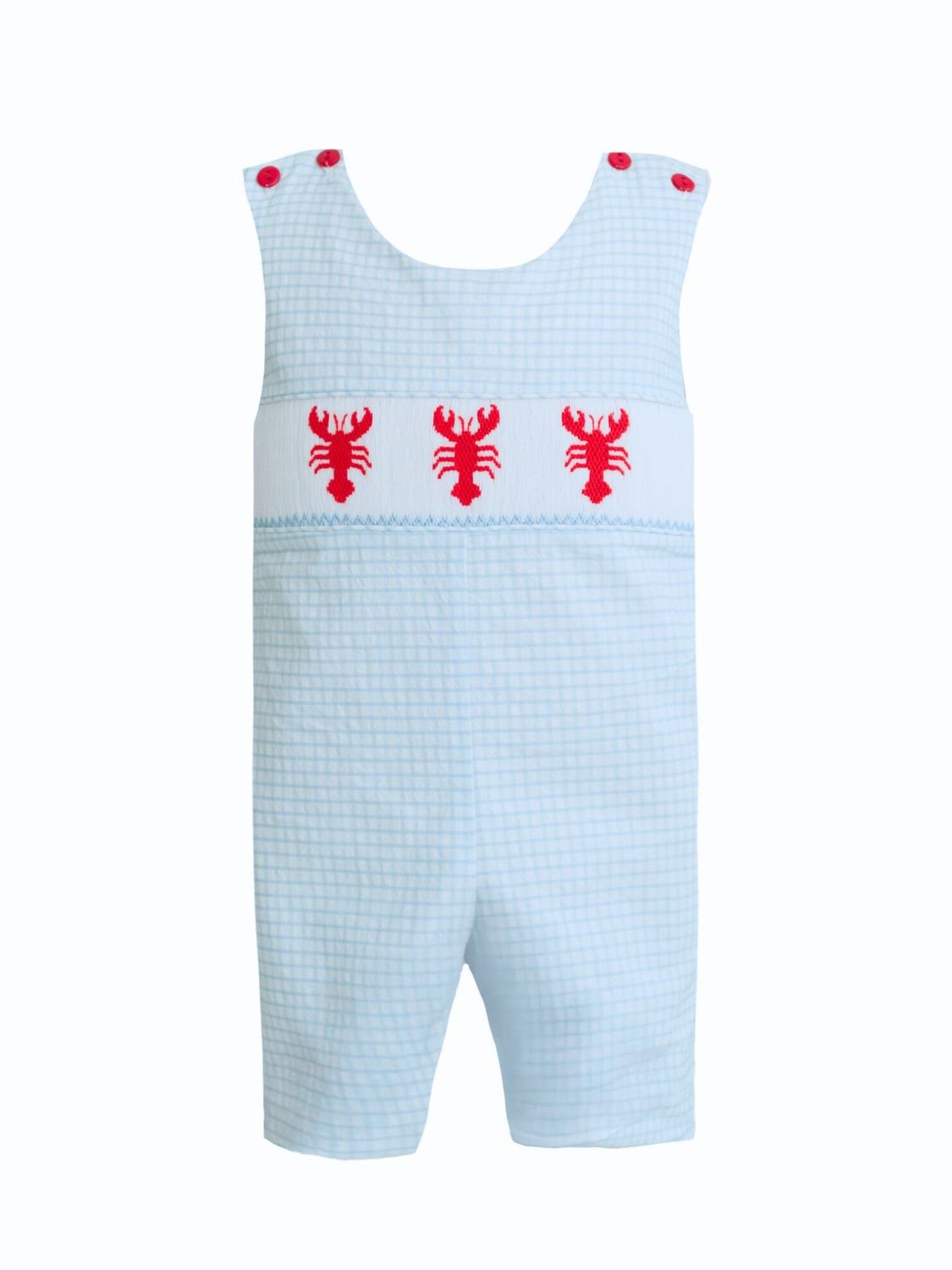 Ethan Blue Seersucker Smocked Crawfish Jon Jon