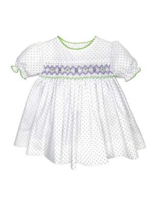 Purple Bitty Dot Smocked Dress