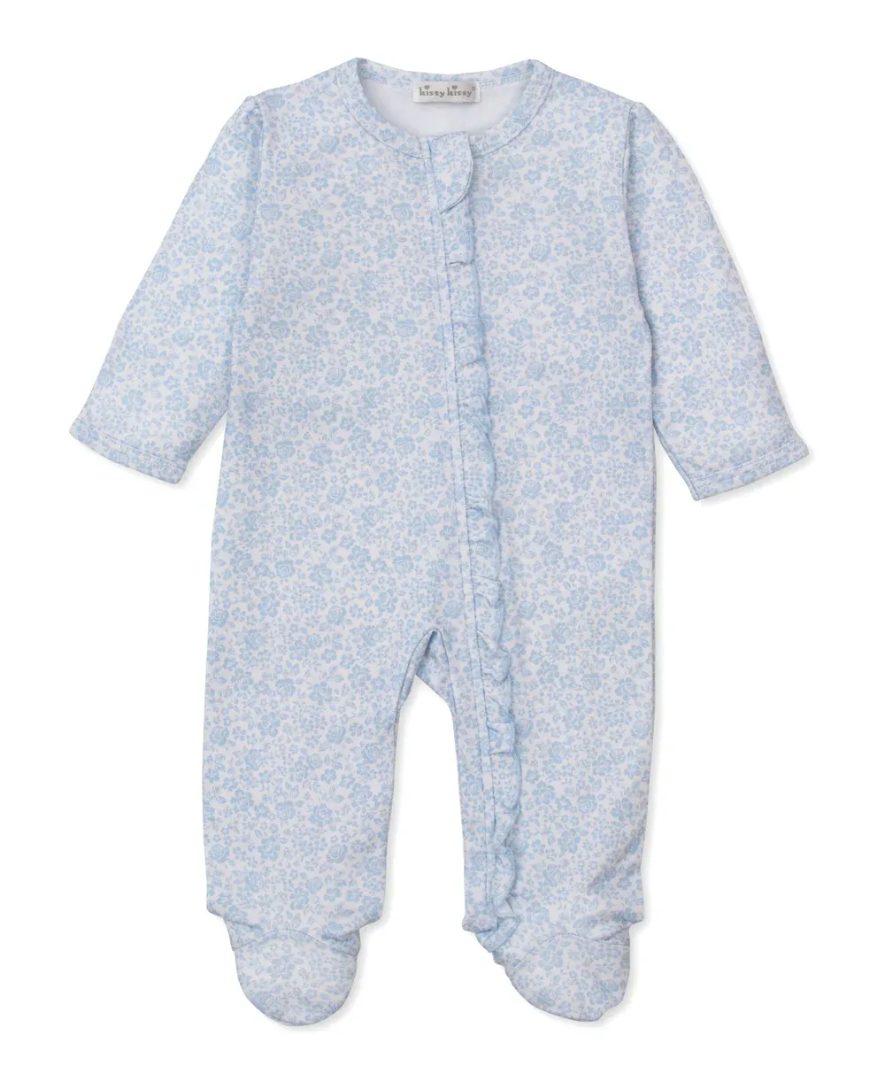 Country Gardens Footie with Zip PRT, Light Blue