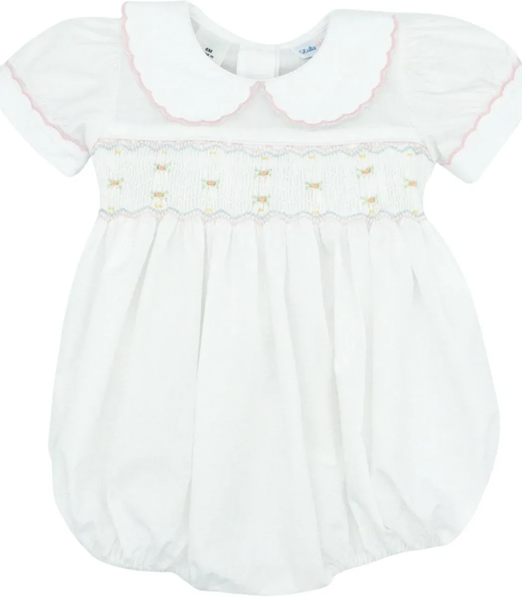 White Smocked Waist Rosie Bubble