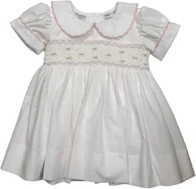 White Smocked Waist Rosie Dress 