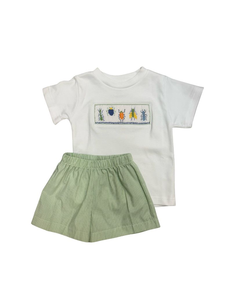 Smocked Green Tom Short Set, Insect