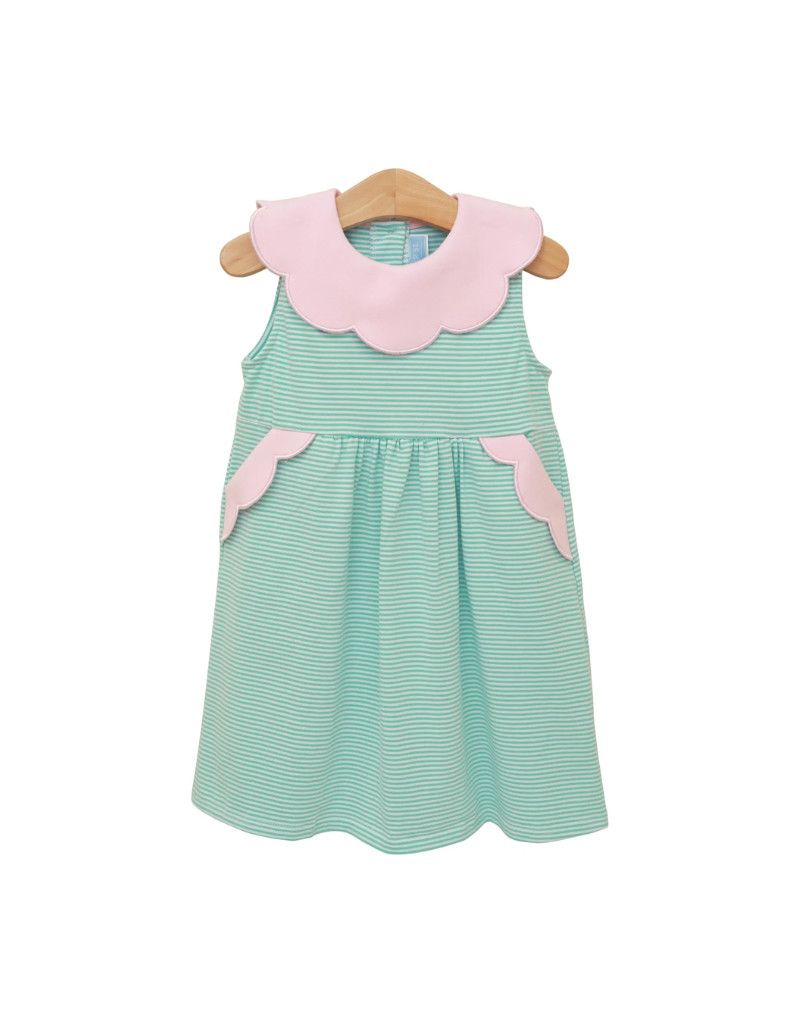 Penelope Dress, Mint Stripe/Light Pink
