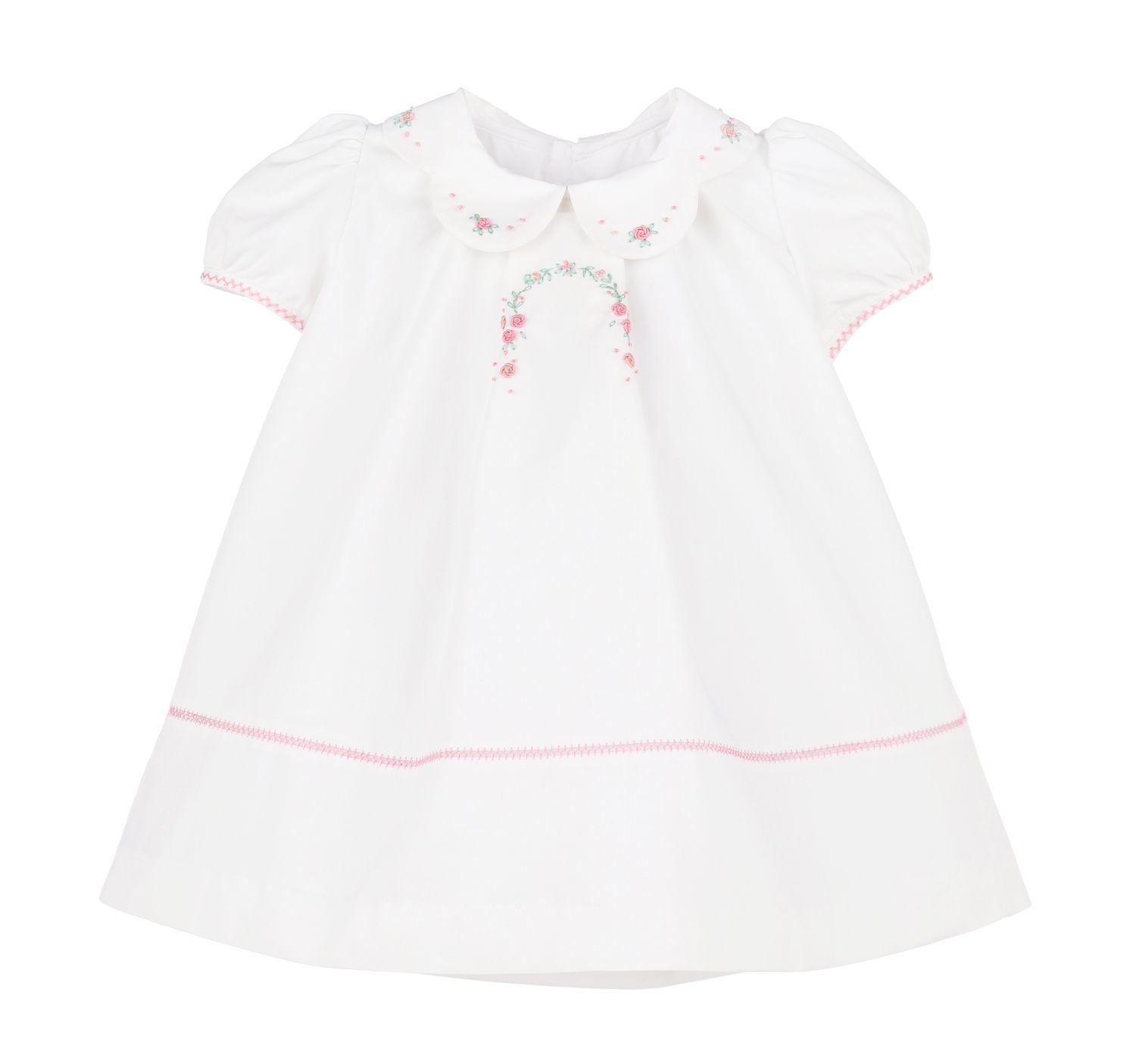 Floral Bluffs Coralie Dress, White with Pink