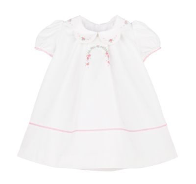 Floral Bluffs Coralie Dress, White with Pink