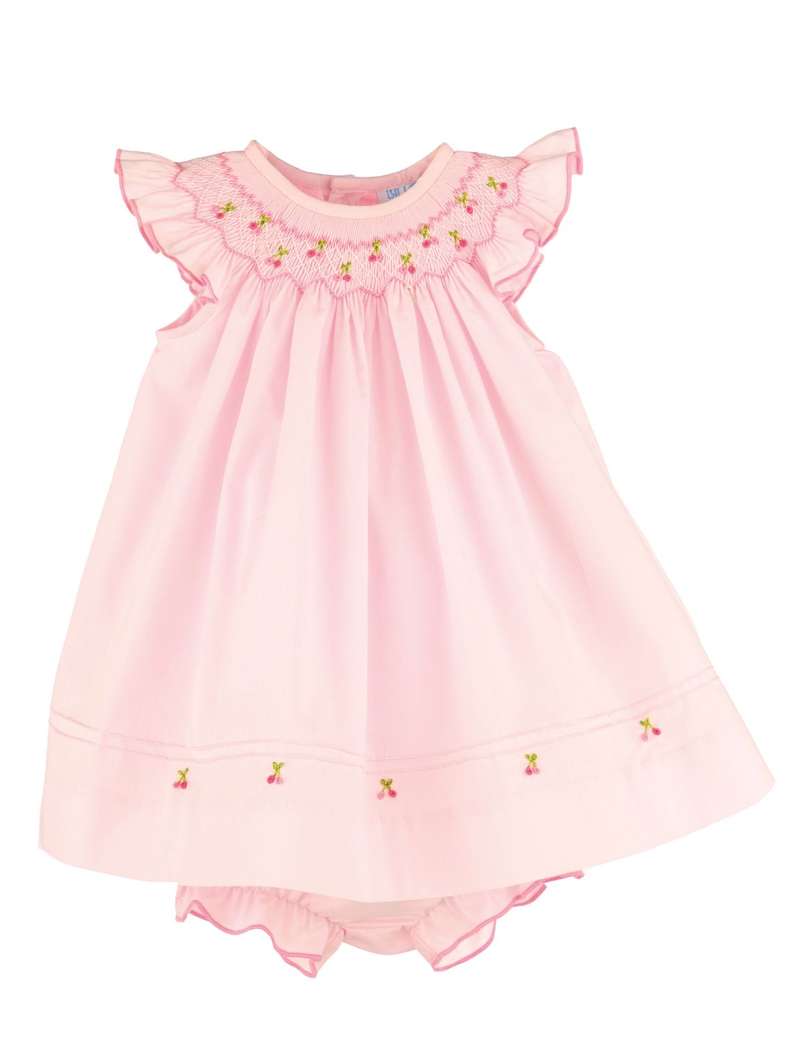 Cherries Smocked Bishop, Pink