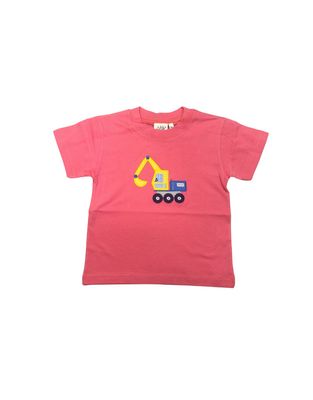 Salmon Shirt with Excavator Applique