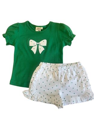 Green Ruffle Shamrock Short Set