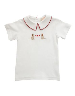 Boy Peter Pan Collar Shirt with Labs and Hearts