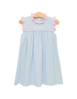 Meredith Dress, Blue Gingham and Pink