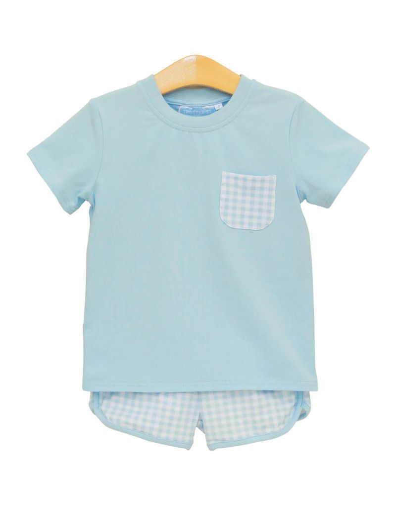 Madden Short Set, Light Blue Gingham
