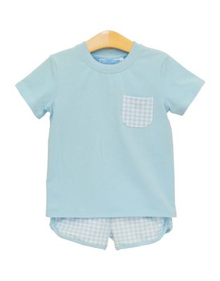 Madden Short Set, Light Blue Gingham
