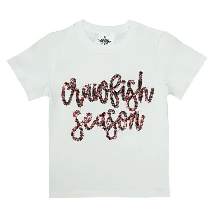 Crawfish Season Sequin White Shirt