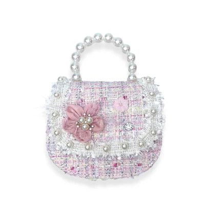Marie Floral Decor Tweed Purse, Pink