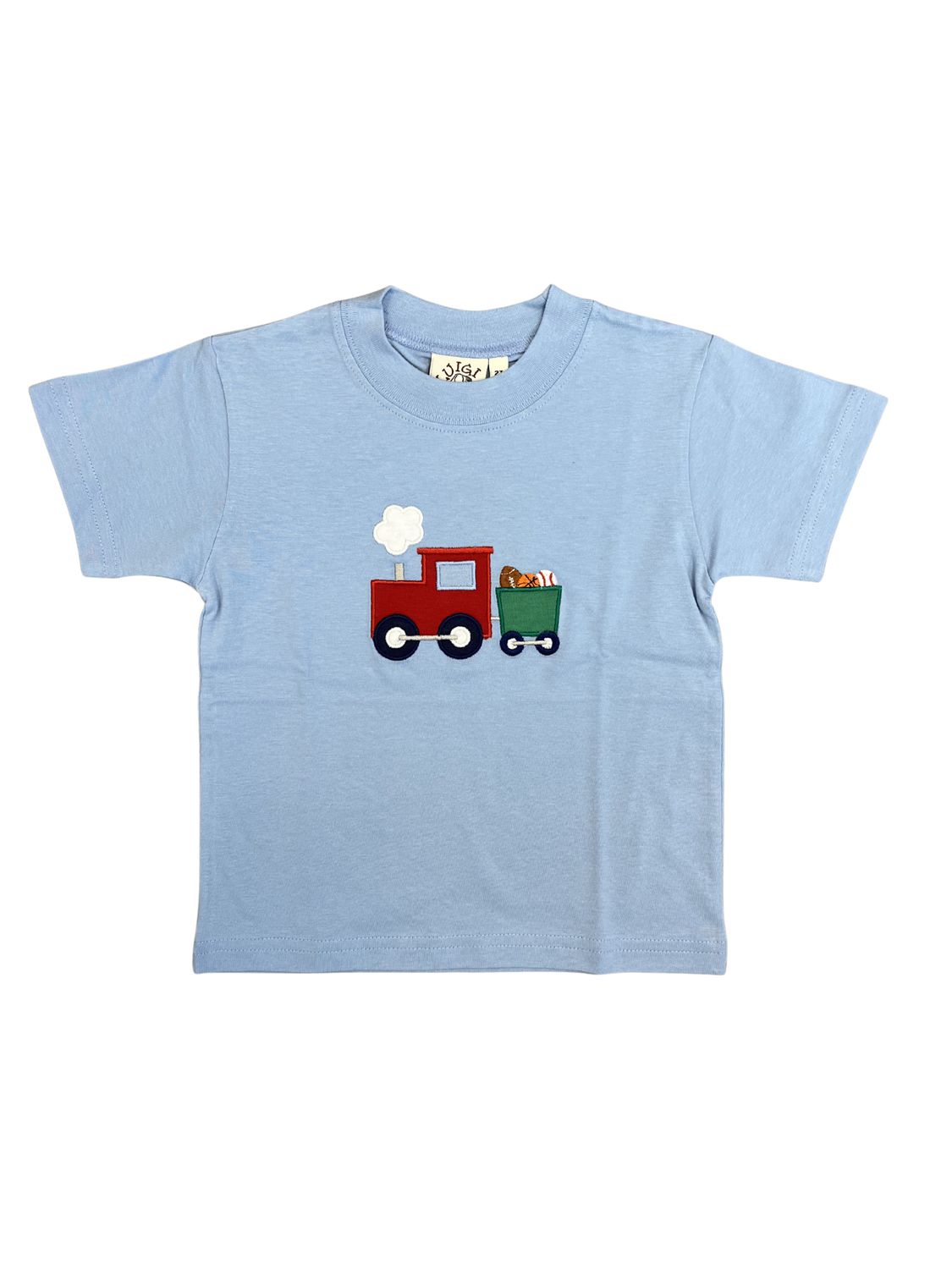 Boy's SS Shirt Train With Sports Balls Sky Blue