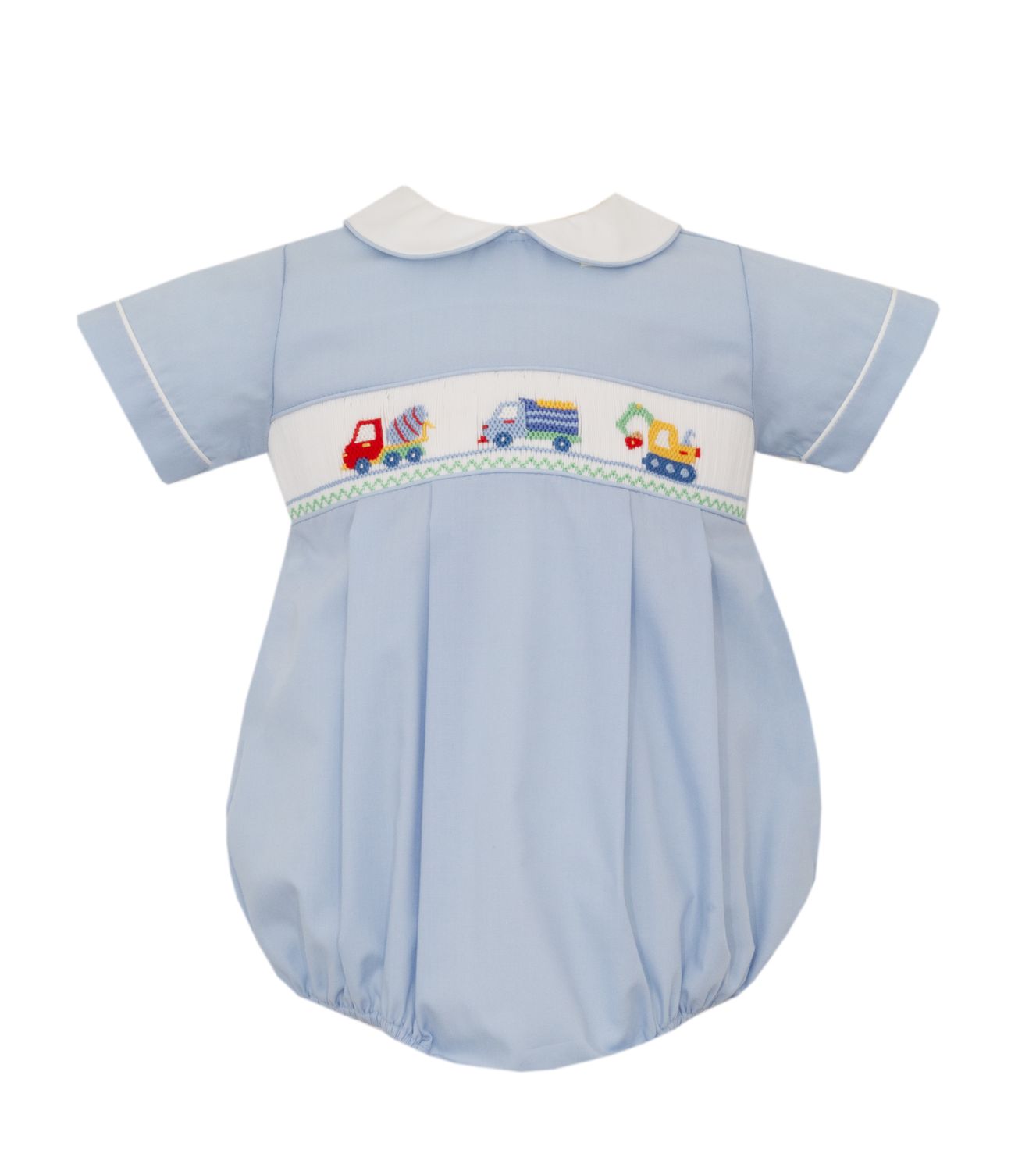 Light Blue Poplin Trucks Boy Bubble