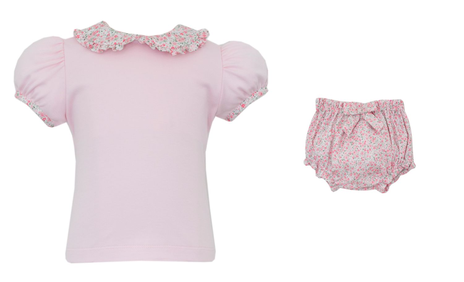 Pink Pique Floral Bloomers Set