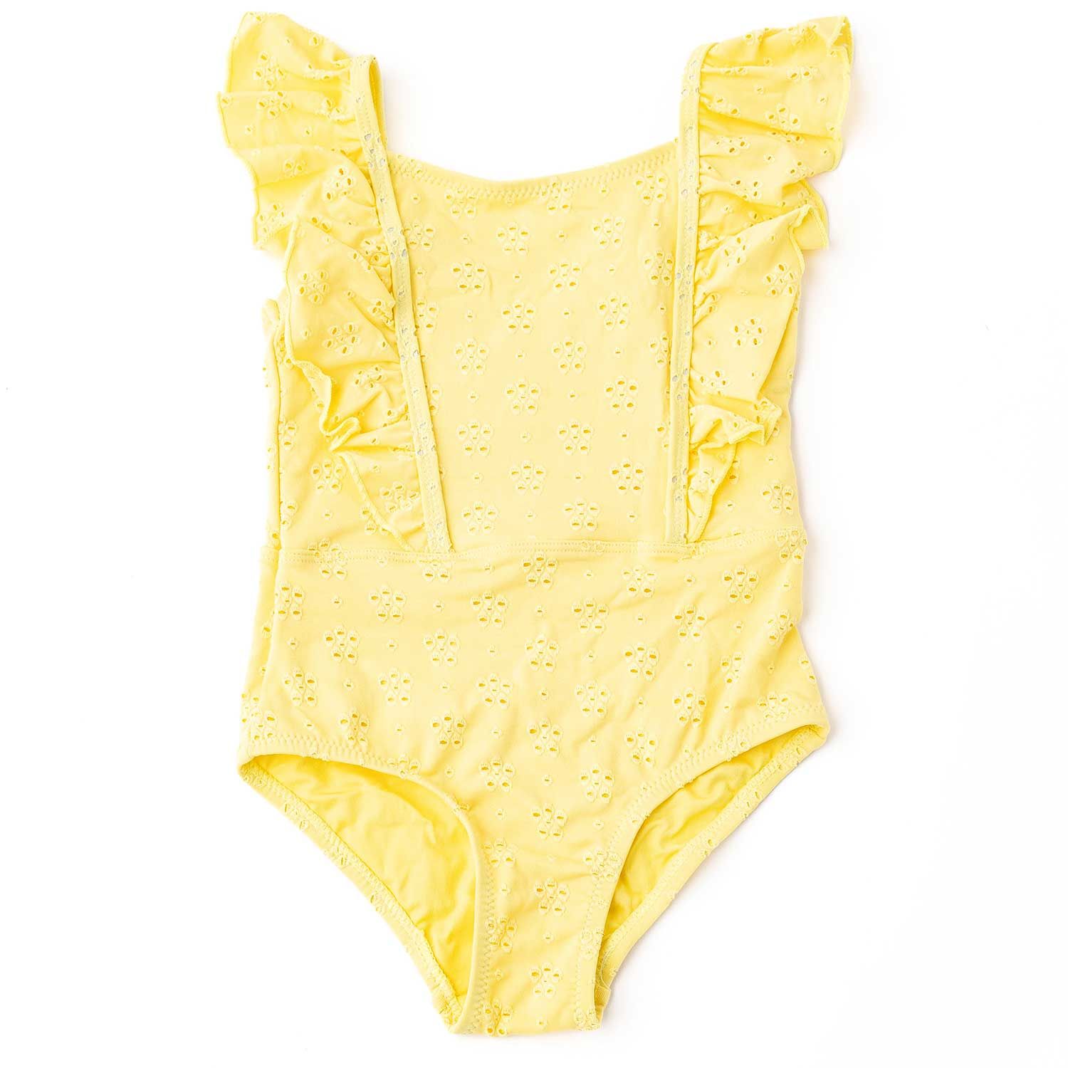 Butter Yellow Eyelet Ruffle Shoulder 1pc