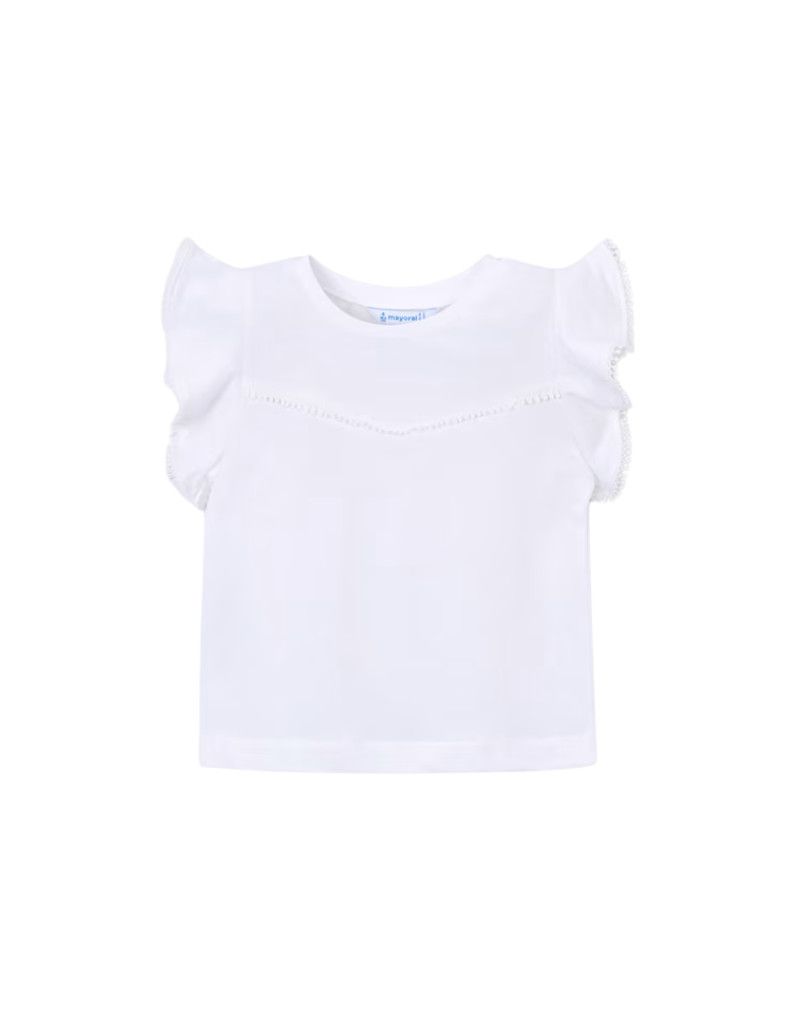 White Ruffle Sleeve Top