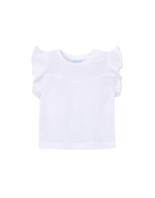 White Ruffle Sleeve Top