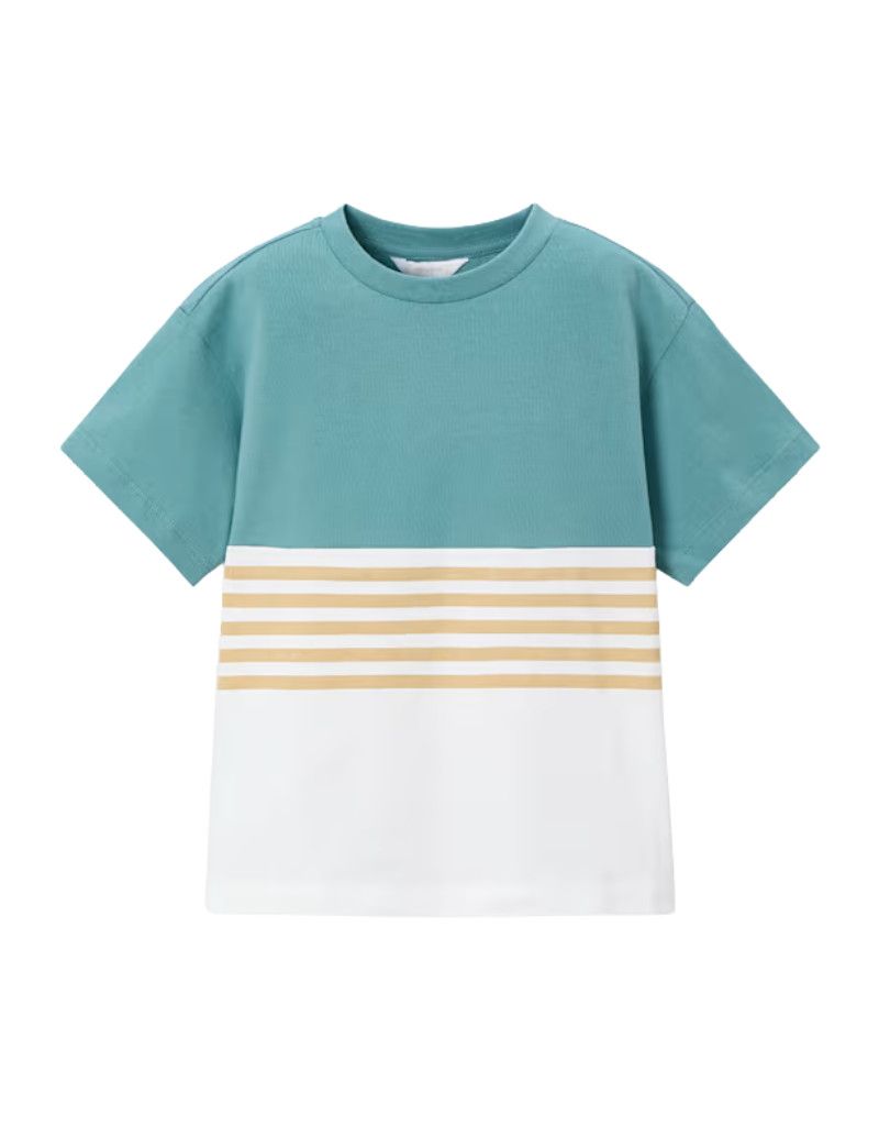 Boy SS Color Block Stripe Shirt