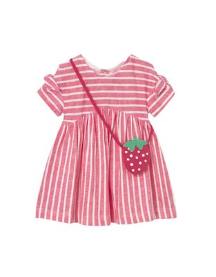 Pink and White Stripe Dress w/Strawberry Bag